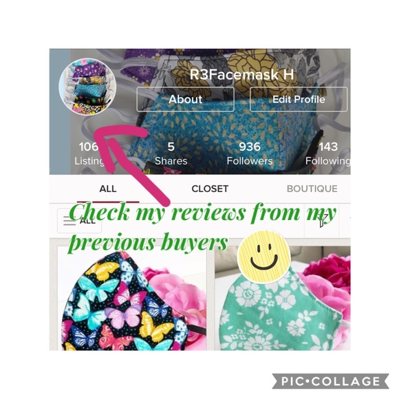 2/$20 Triple Layer Handmade Face Mask - Picture 7 of 7